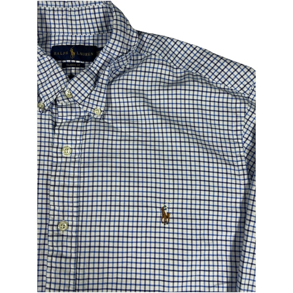 Polo Ralph Lauren Gingham Check Shirt Men's 2XLT Blue Long Sleeve Flesh Pony